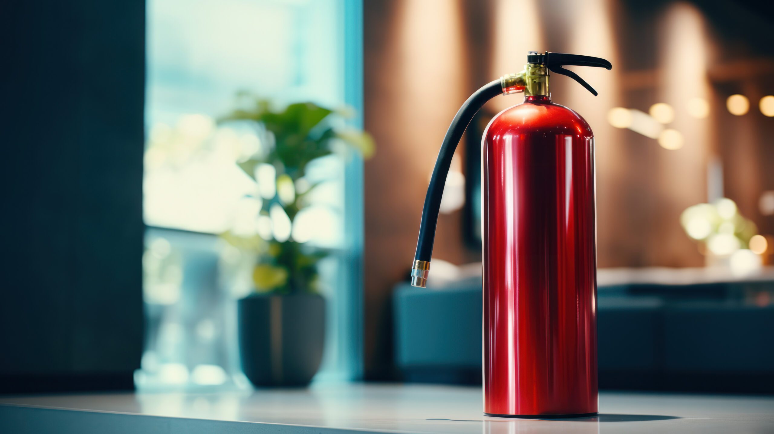 Fire extinguisher mounted on a wall in a modern and elegant interior